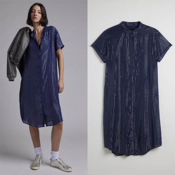Wildfang Empower Pinstripe Shirt Dress - Picture 1 of 7